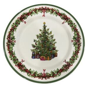 Christopher Radko Holiday Celebrations Christmas Tree Salad Dessert Plate Set 8"